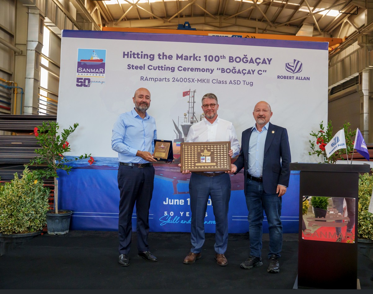 Sanmar Celebrates Steel Cutting of the 100th Boğaçay Series Tugboat