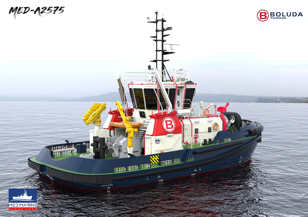 Med Marine successfully completed delivery of MED-A2575 RAmparts 2500-W series tugboat to Boluda Towage