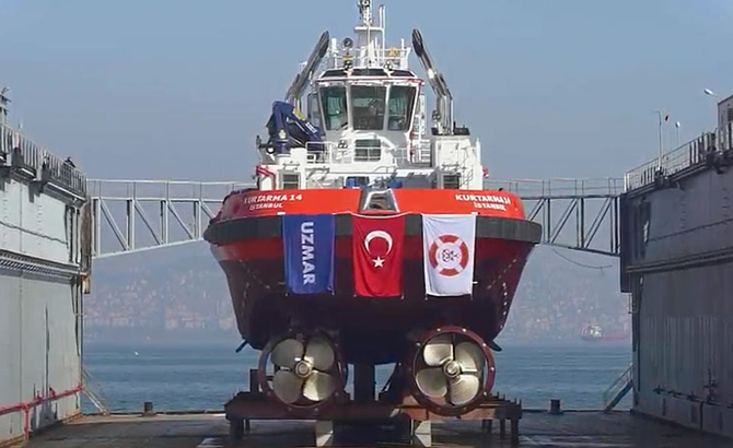 Rescue-14 tugboat built by UZMAR for Coastal Safety met with the sea